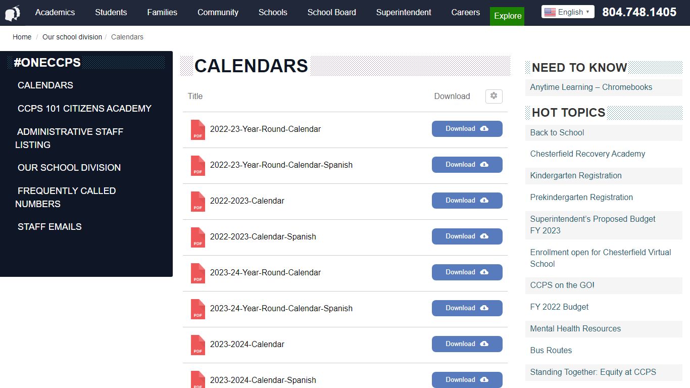 Calendars - Chesterfield County Public Schools